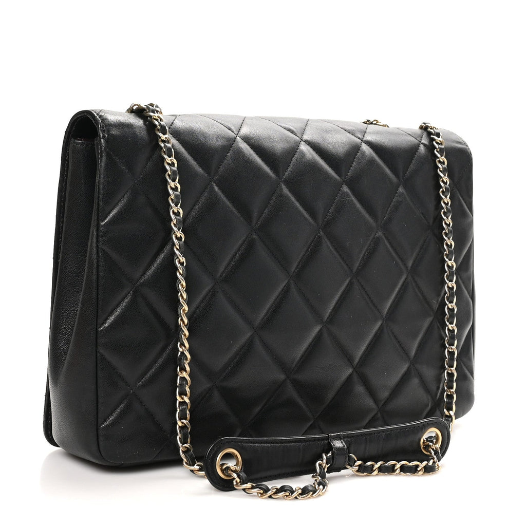 Lambskin Quilted Large Diamond CC Flap Black