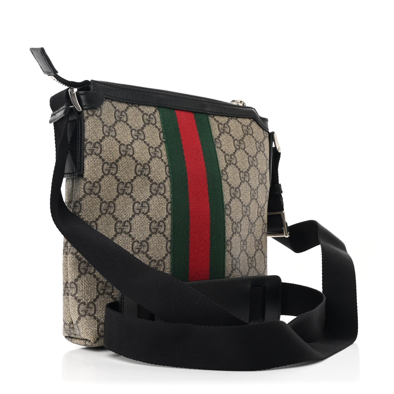 GG Supreme Monogram Web Messenger Bag Black
