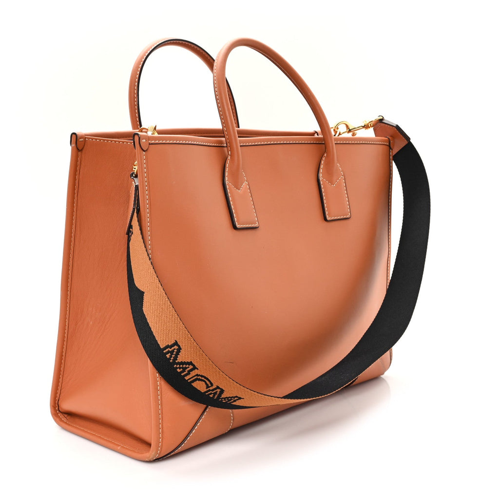Calfskin Large Munchen Tote Cognac