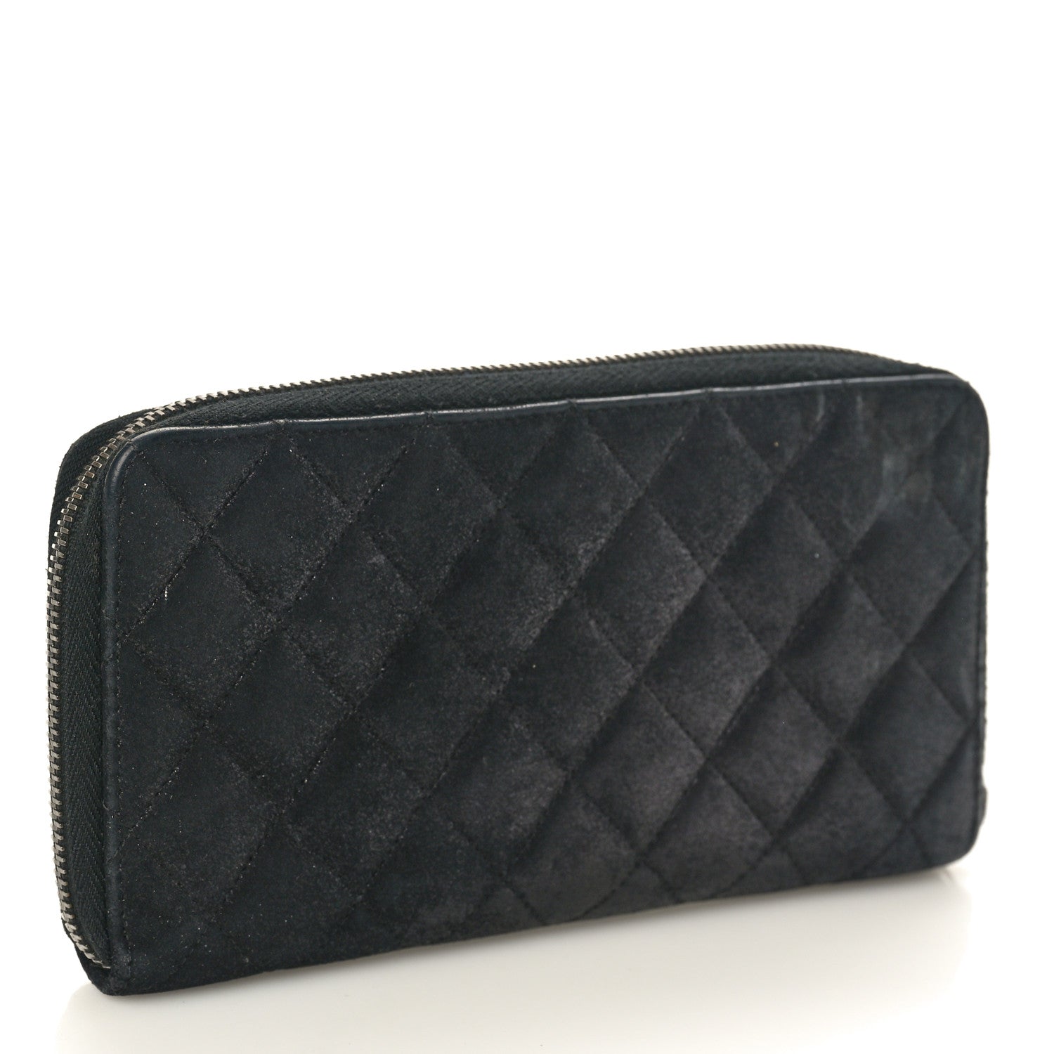 Iridescent Lambskin Quilted CC Long Zipped Wallet Black