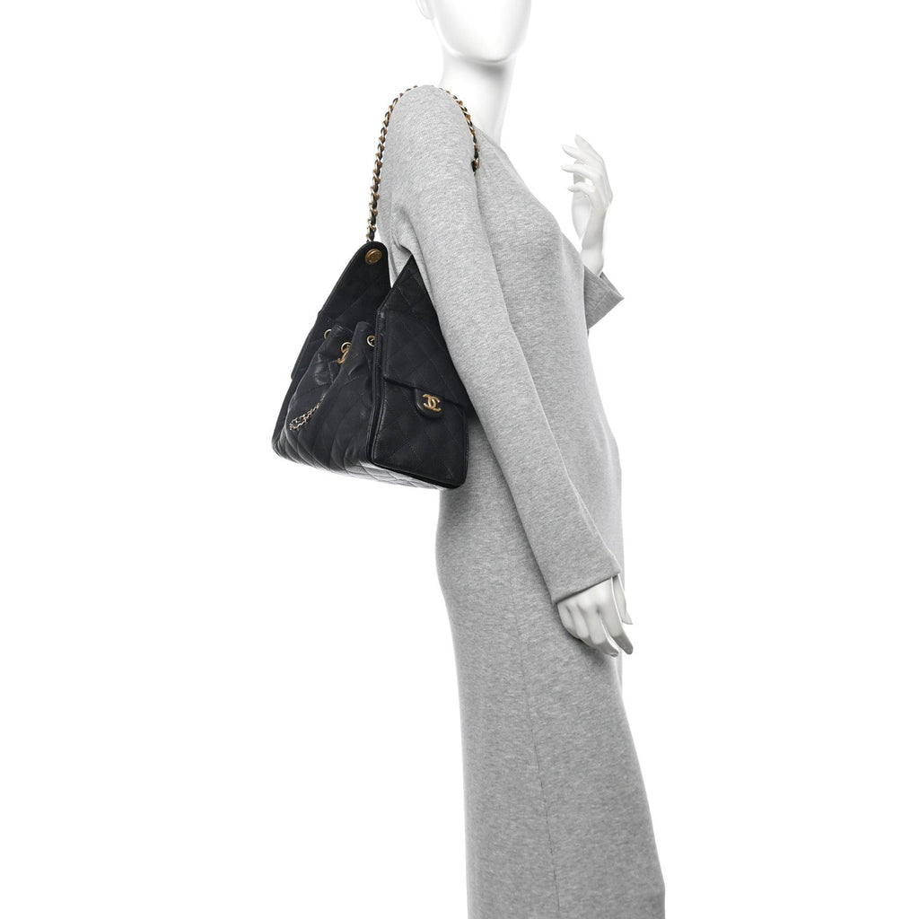Caviar Quilted Small Chanel 25 Handbag Black