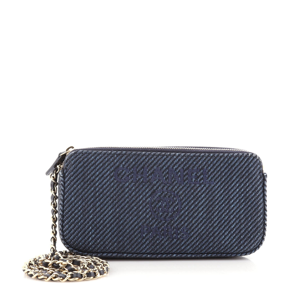 Deauville Double Zip Clutch with Chain Raffia