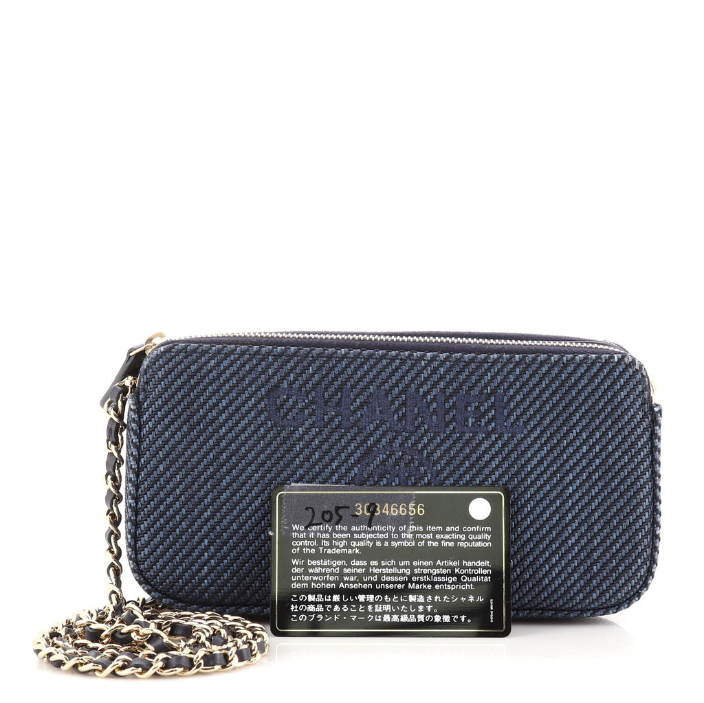 Deauville Double Zip Clutch with Chain Raffia