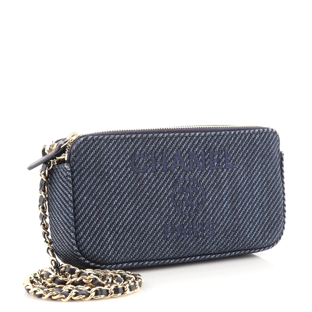 Deauville Double Zip Clutch with Chain Raffia