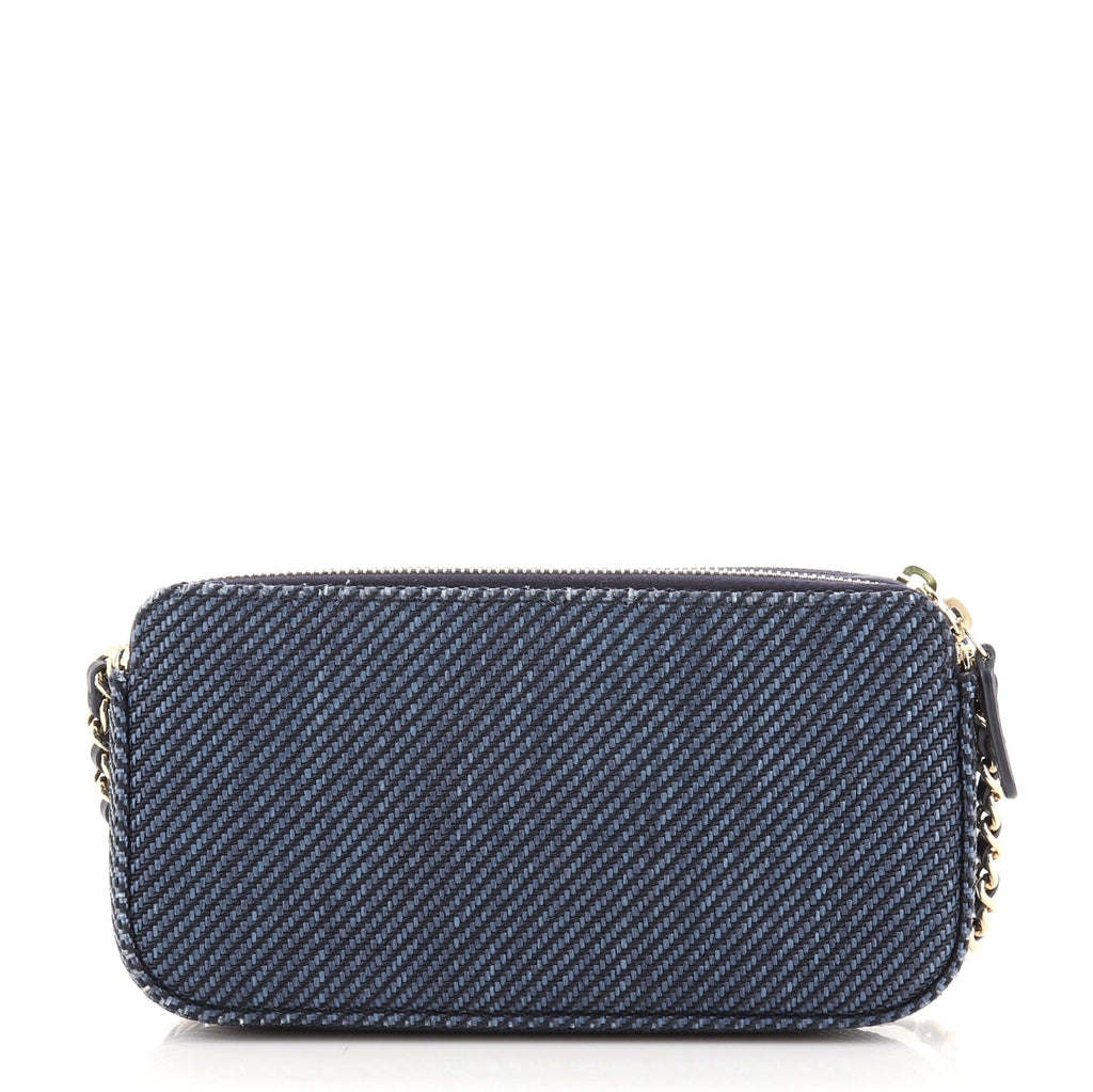 Deauville Double Zip Clutch with Chain Raffia
