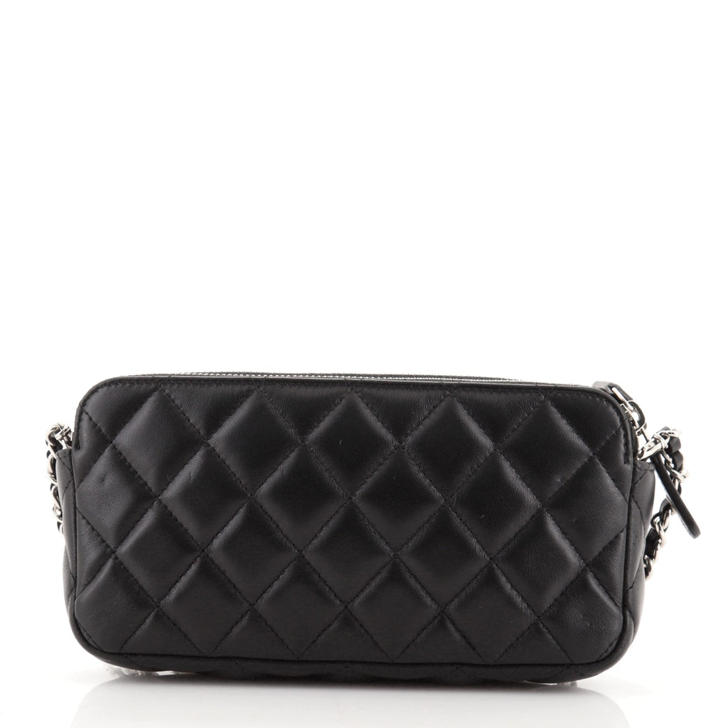 Double Zip Clutch with Chain Quilted Lambskin