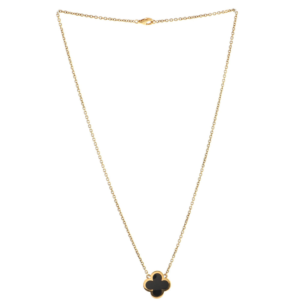 Pure Alhambra Pendant Necklace Yellow Gold and Onyx