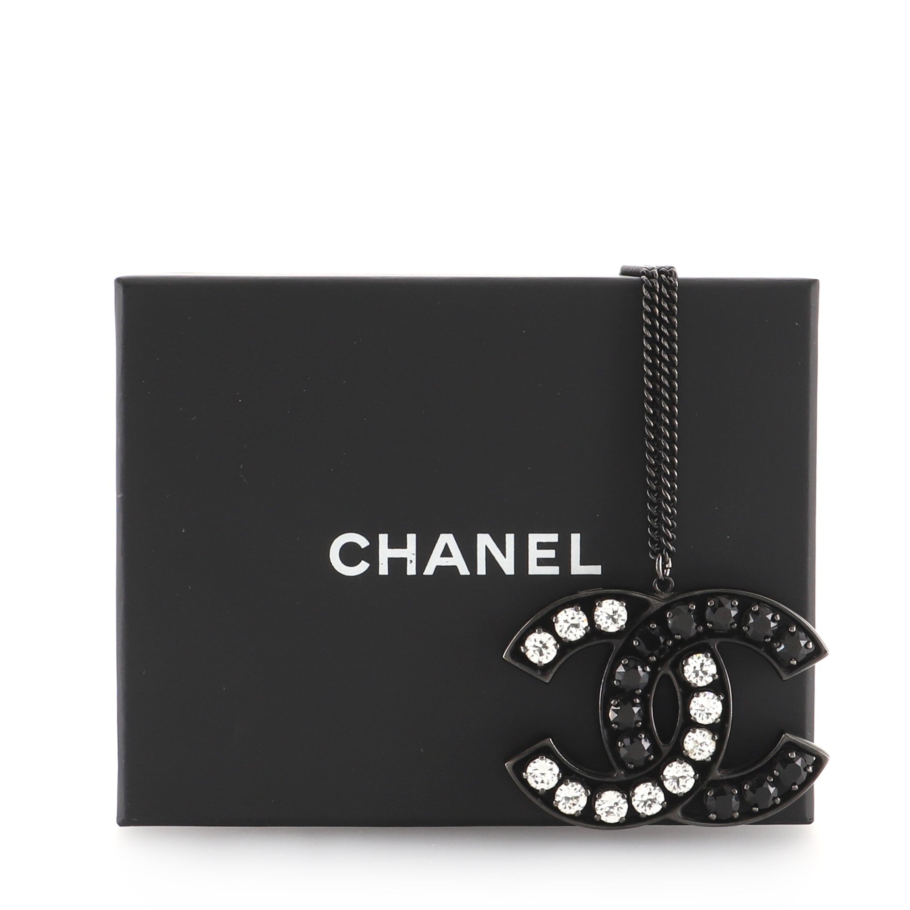 CC Pendant Necklace Metal with Rhinestones