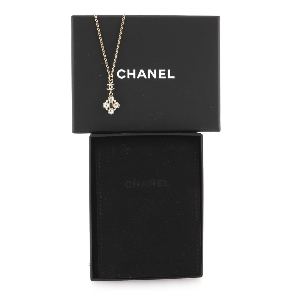 CC Drop Pendant Necklace Metal with Crystals