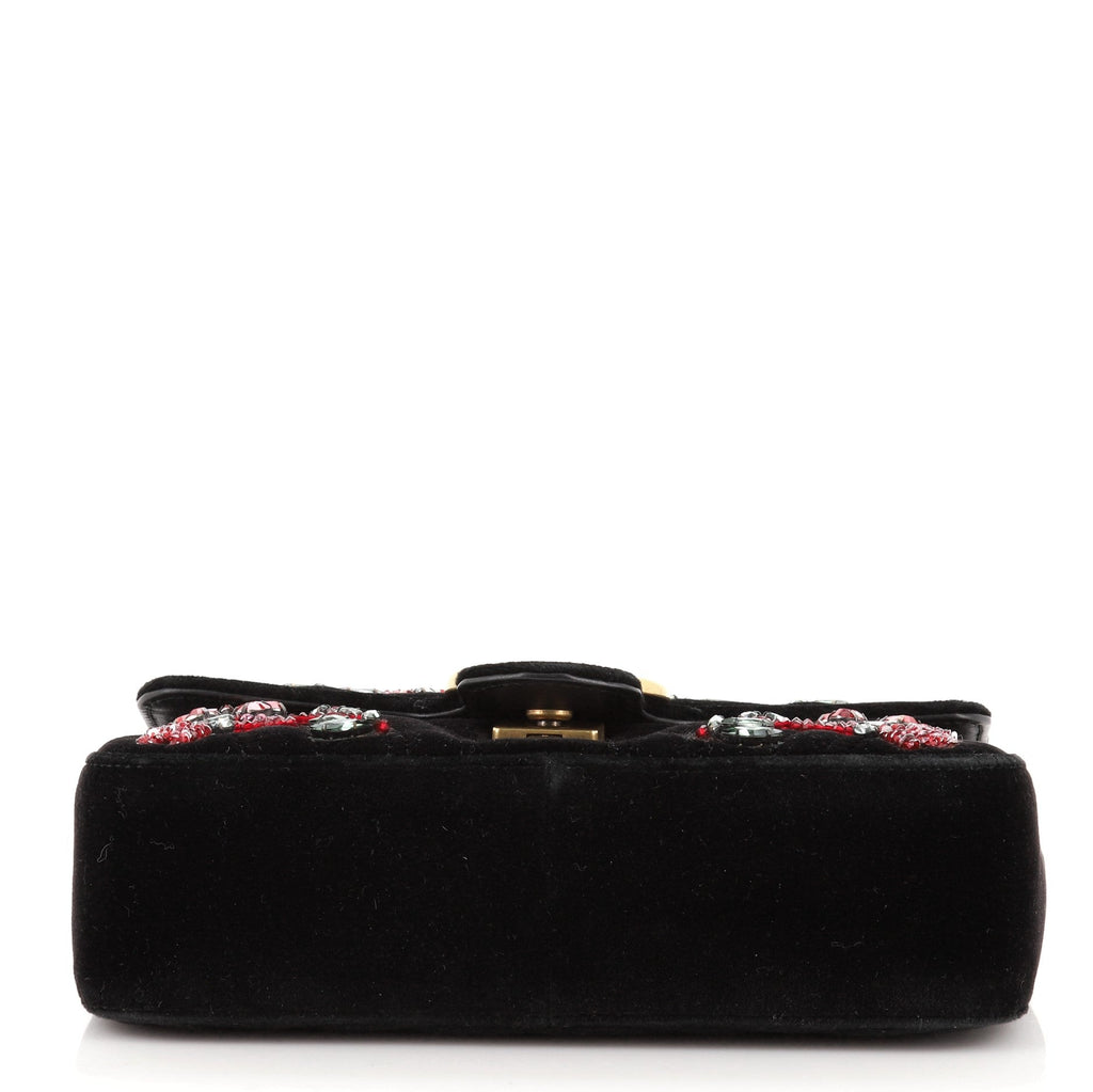 GG Marmont Flap Bag Embellished Matelasse Velvet Mini