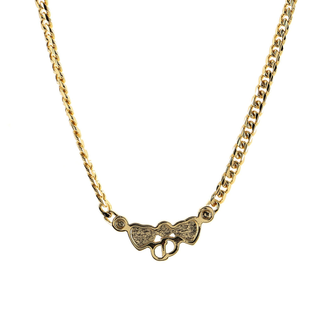 Logo Heart Chain Necklace Metal with Crystals