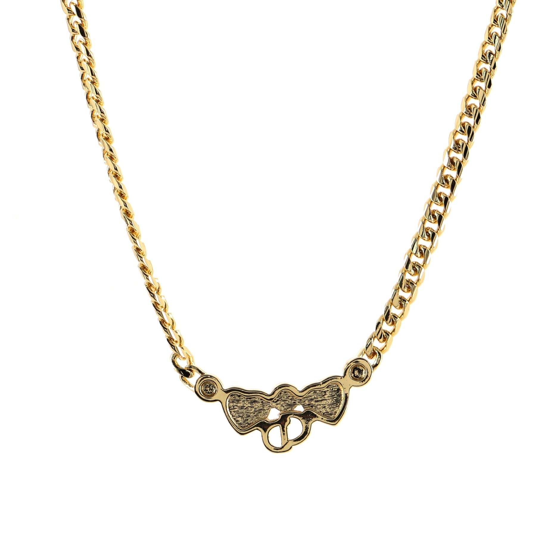 Logo Heart Chain Necklace Metal with Crystals