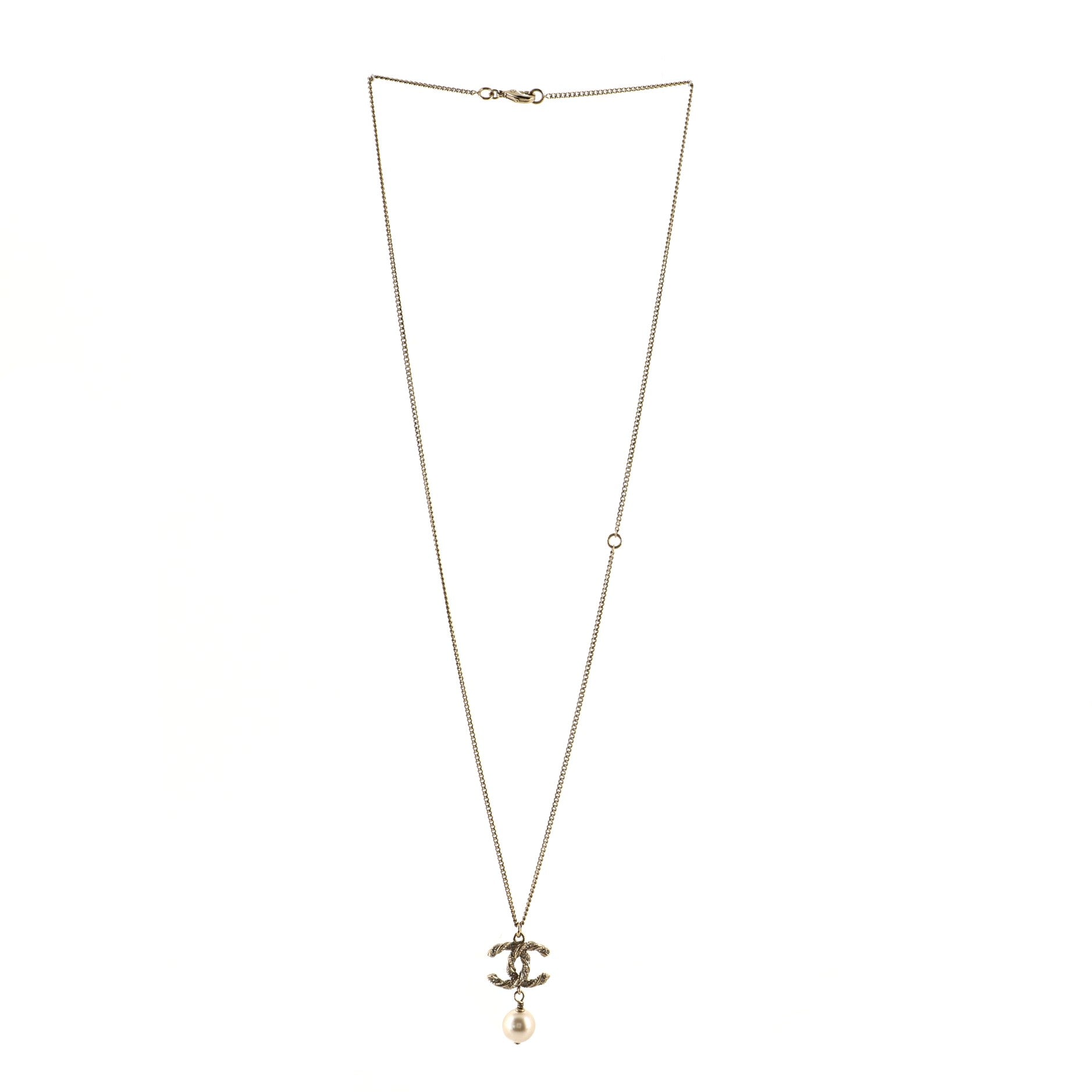 CC Pearl Drop Necklace Crystal Embellished Metal