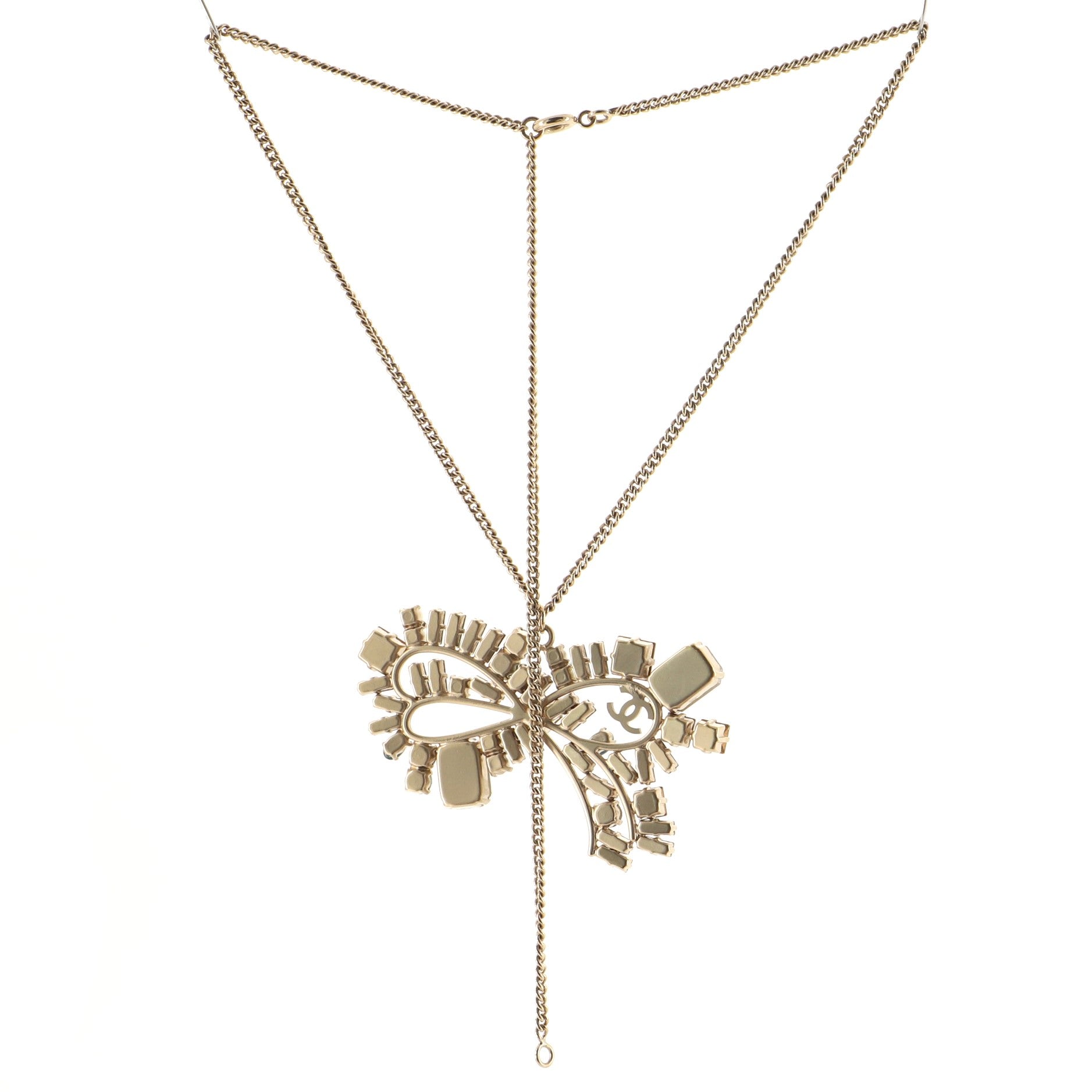 CC Bow Necklace Metal with Crystals