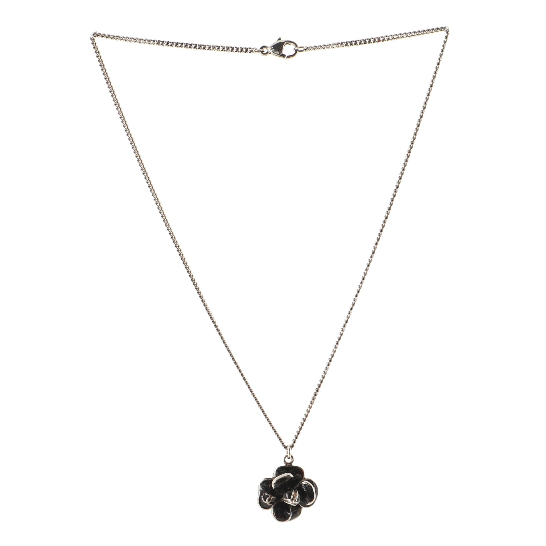 Camellia Pendant Necklace Metal with Enamel