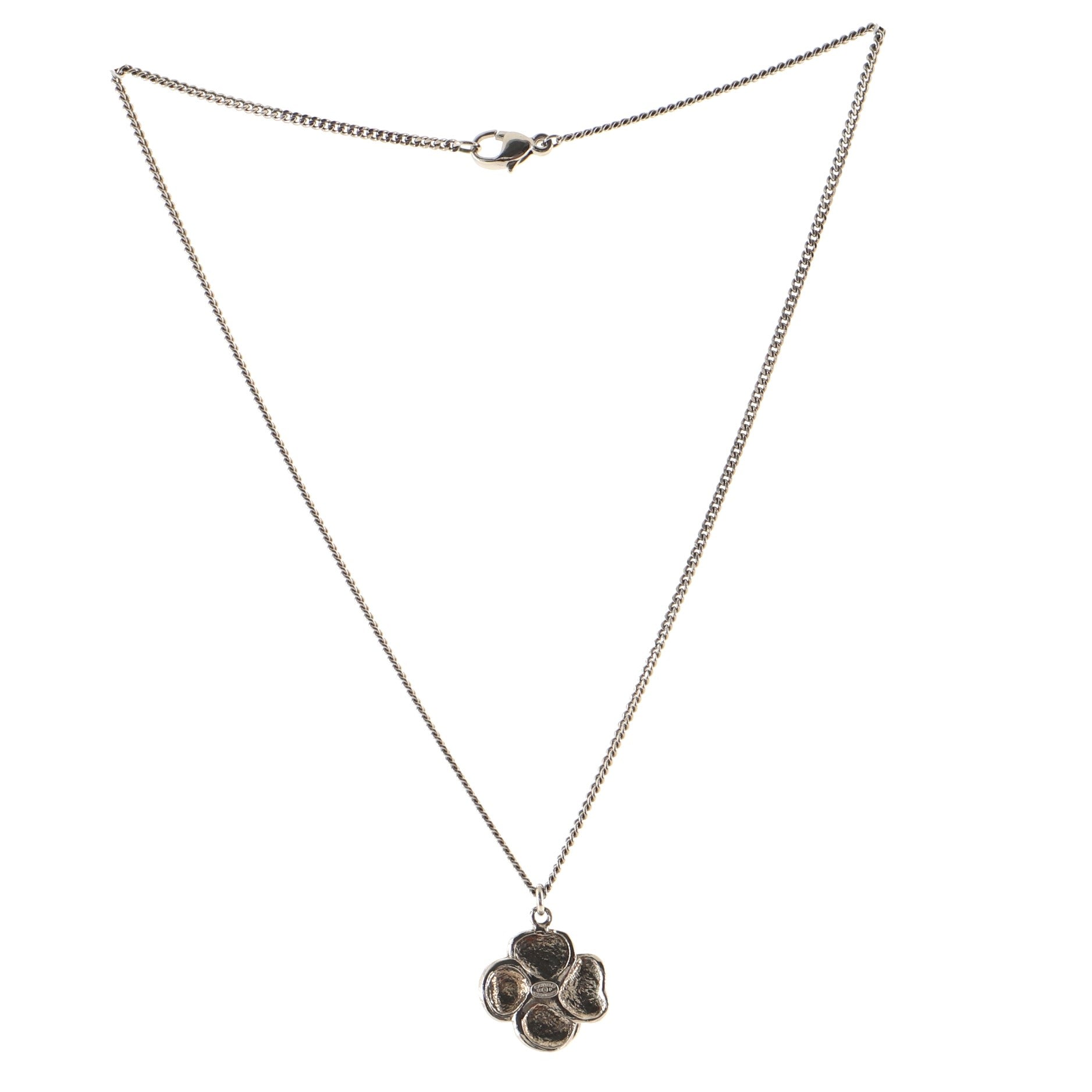 Camellia Pendant Necklace Metal with Enamel