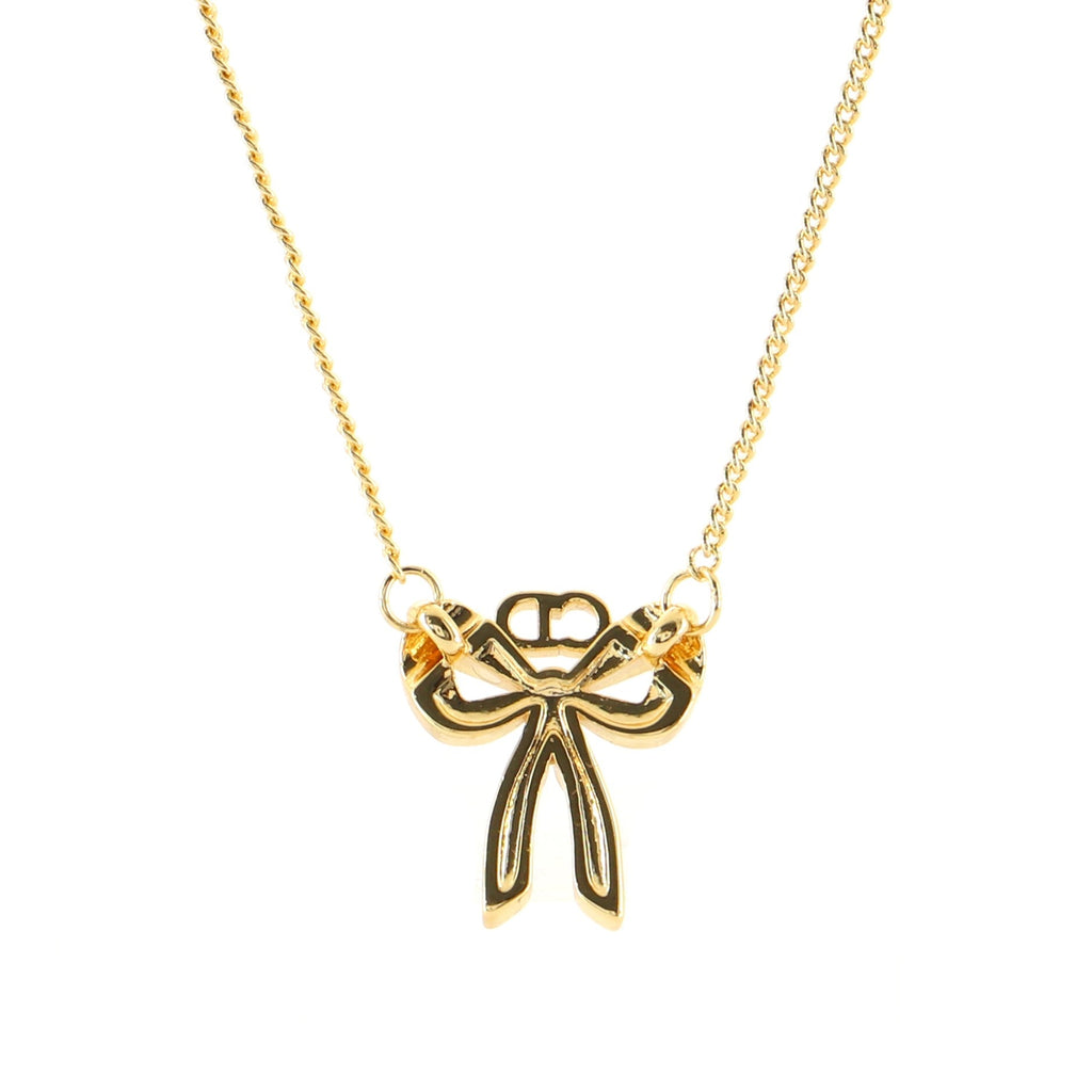 CD Ribbons Pendant Necklace Metal and Crystals