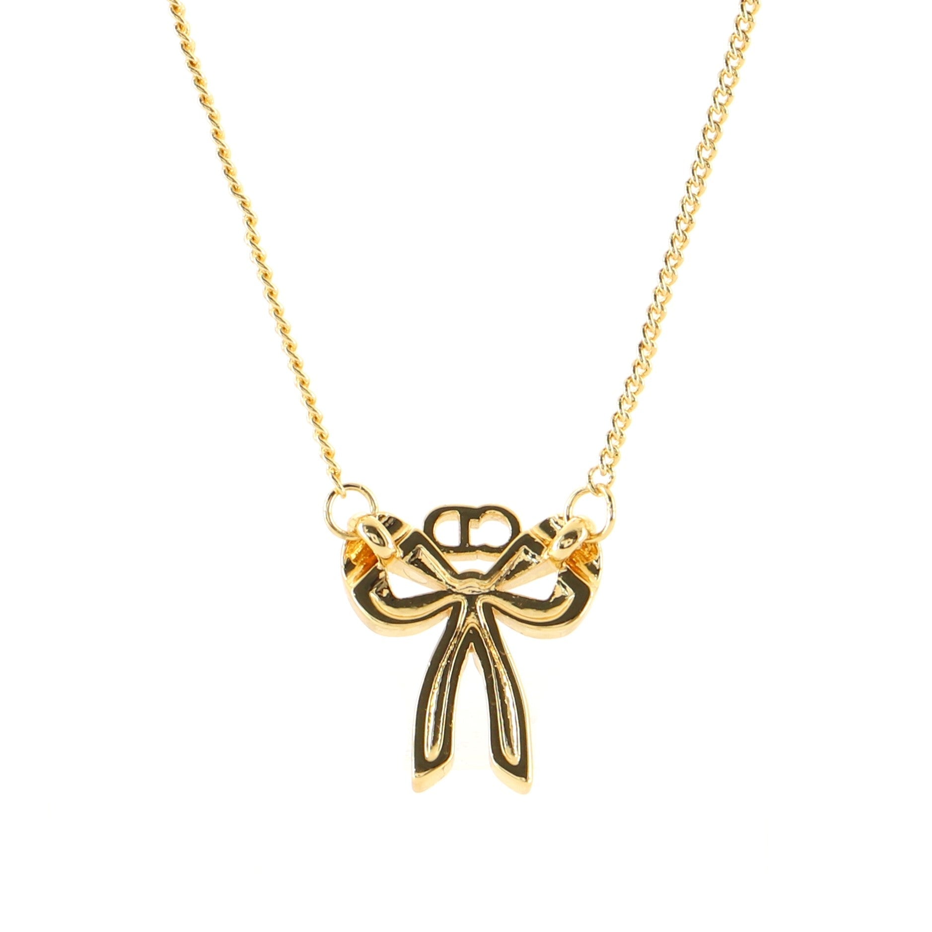 CD Ribbons Pendant Necklace Metal and Crystals