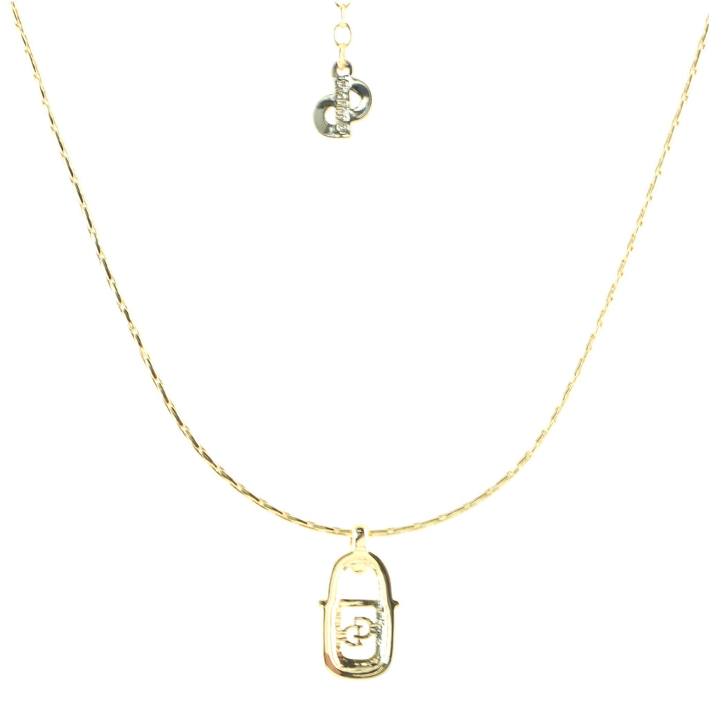 CD Lock Pendant Necklace Metal and Crystals