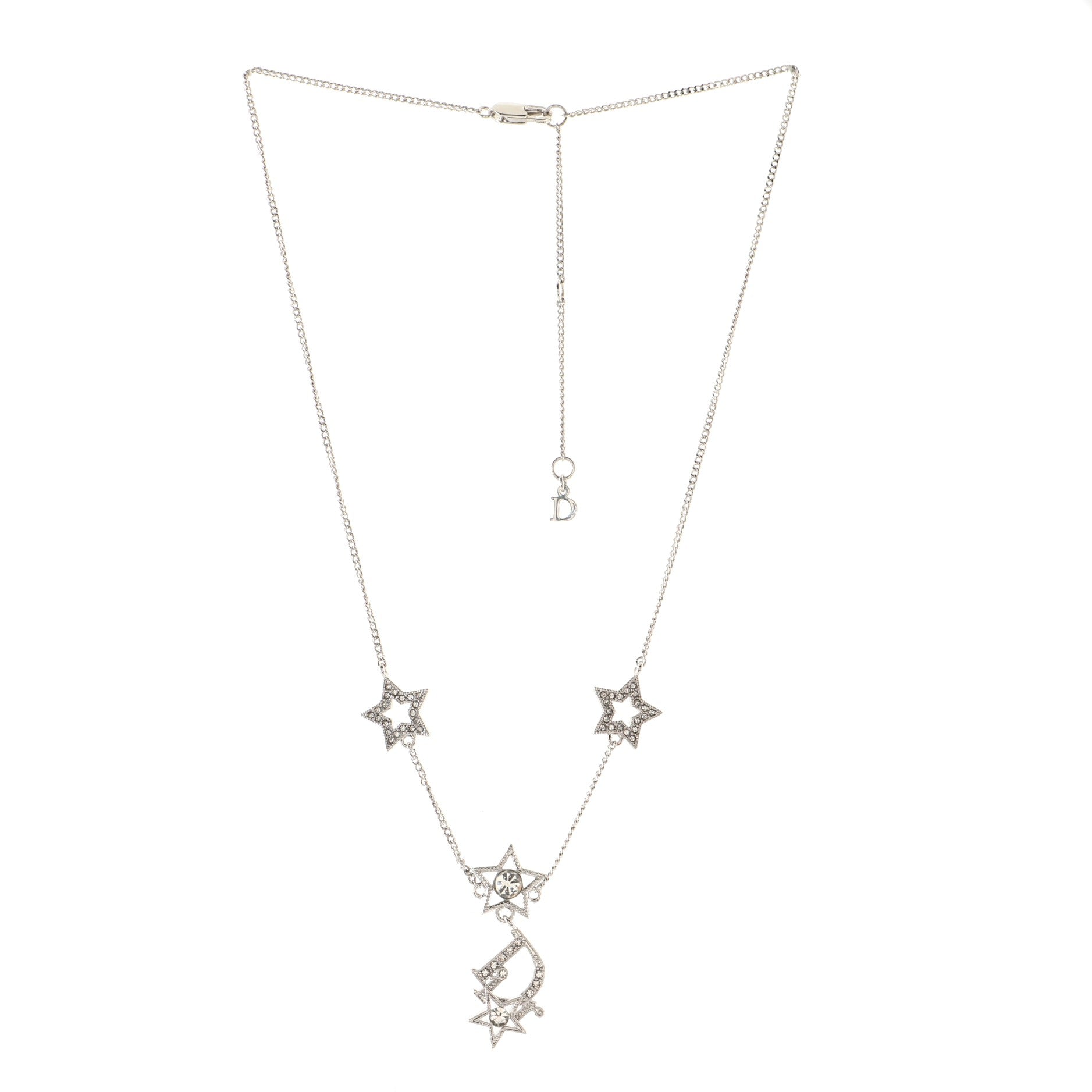 Star Logo Pendant Necklace Metal and Crystals