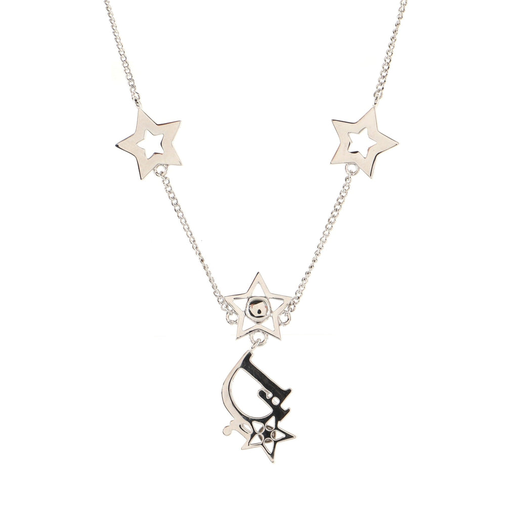 Star Logo Pendant Necklace Metal and Crystals