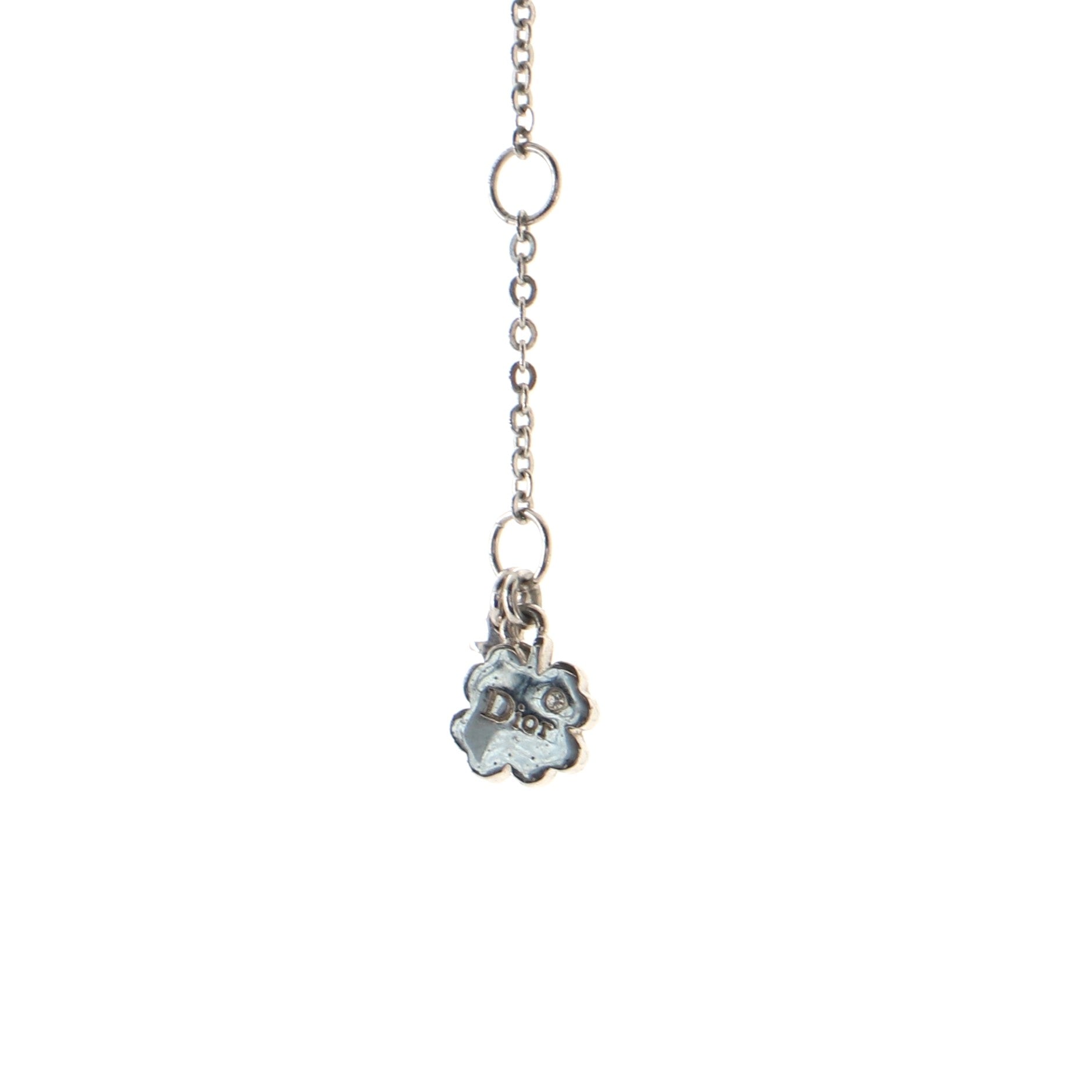 Dangling Clover Pendant Necklace Metal and Crystals
