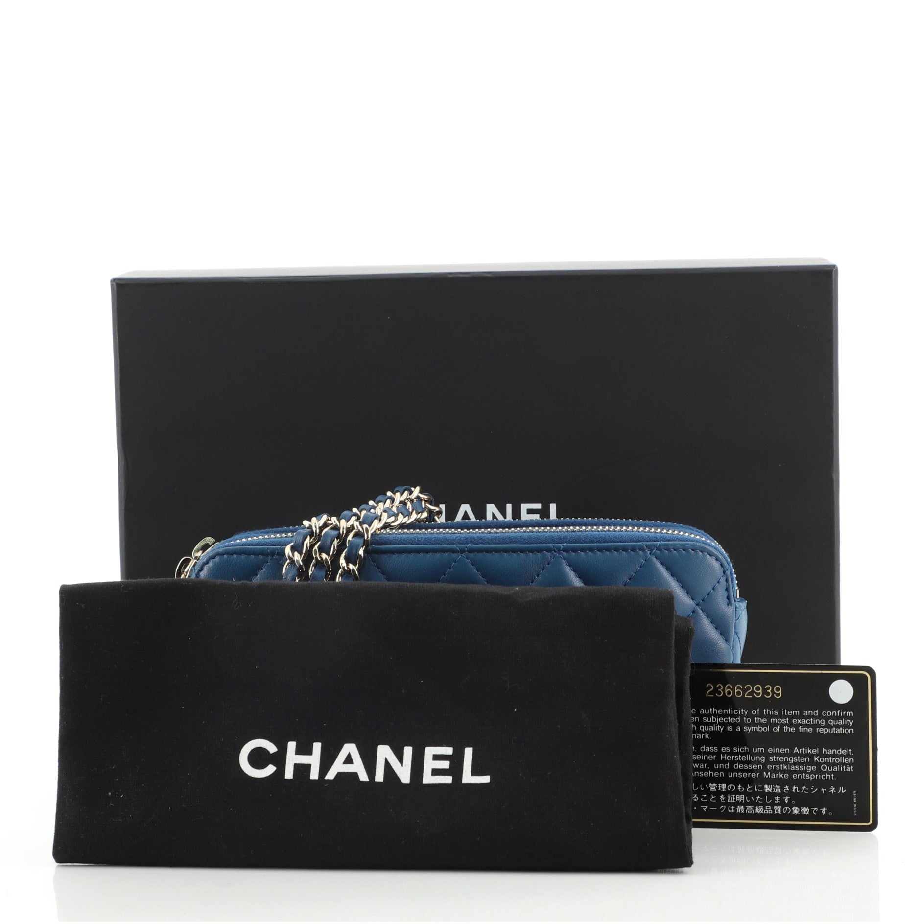 Double Zip Clutch with Chain Quilted Lambskin