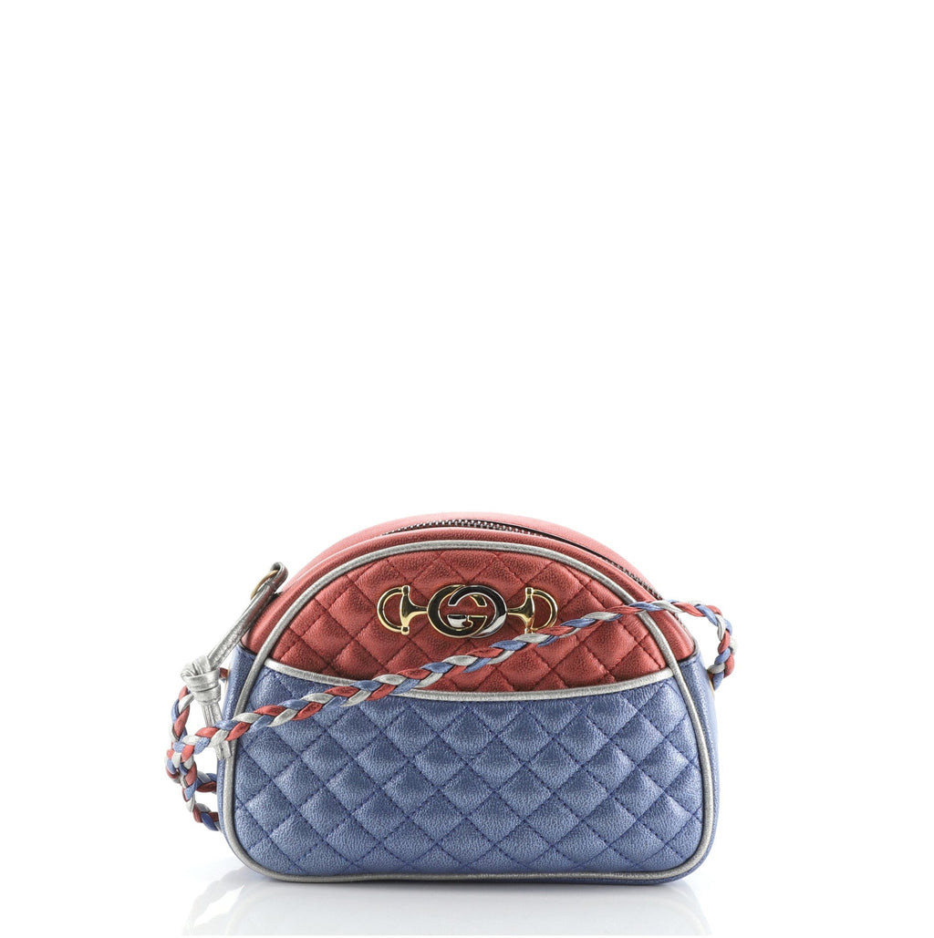 Trapuntata Camera Shoulder Bag Quilted Laminated Leather Mini