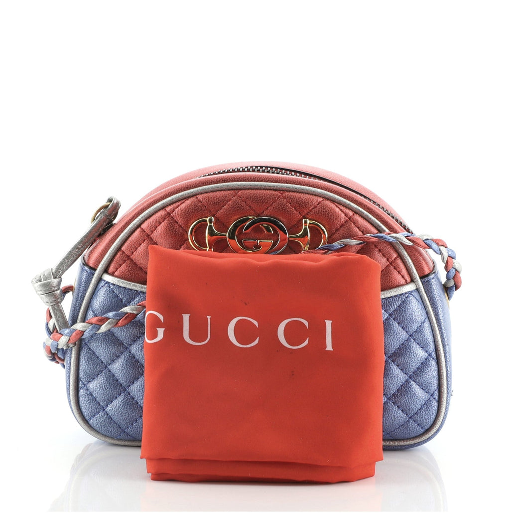 Trapuntata Camera Shoulder Bag Quilted Laminated Leather Mini