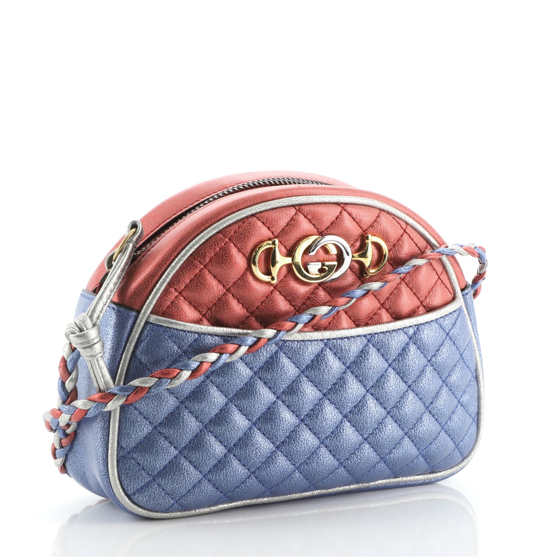 Trapuntata Camera Shoulder Bag Quilted Laminated Leather Mini