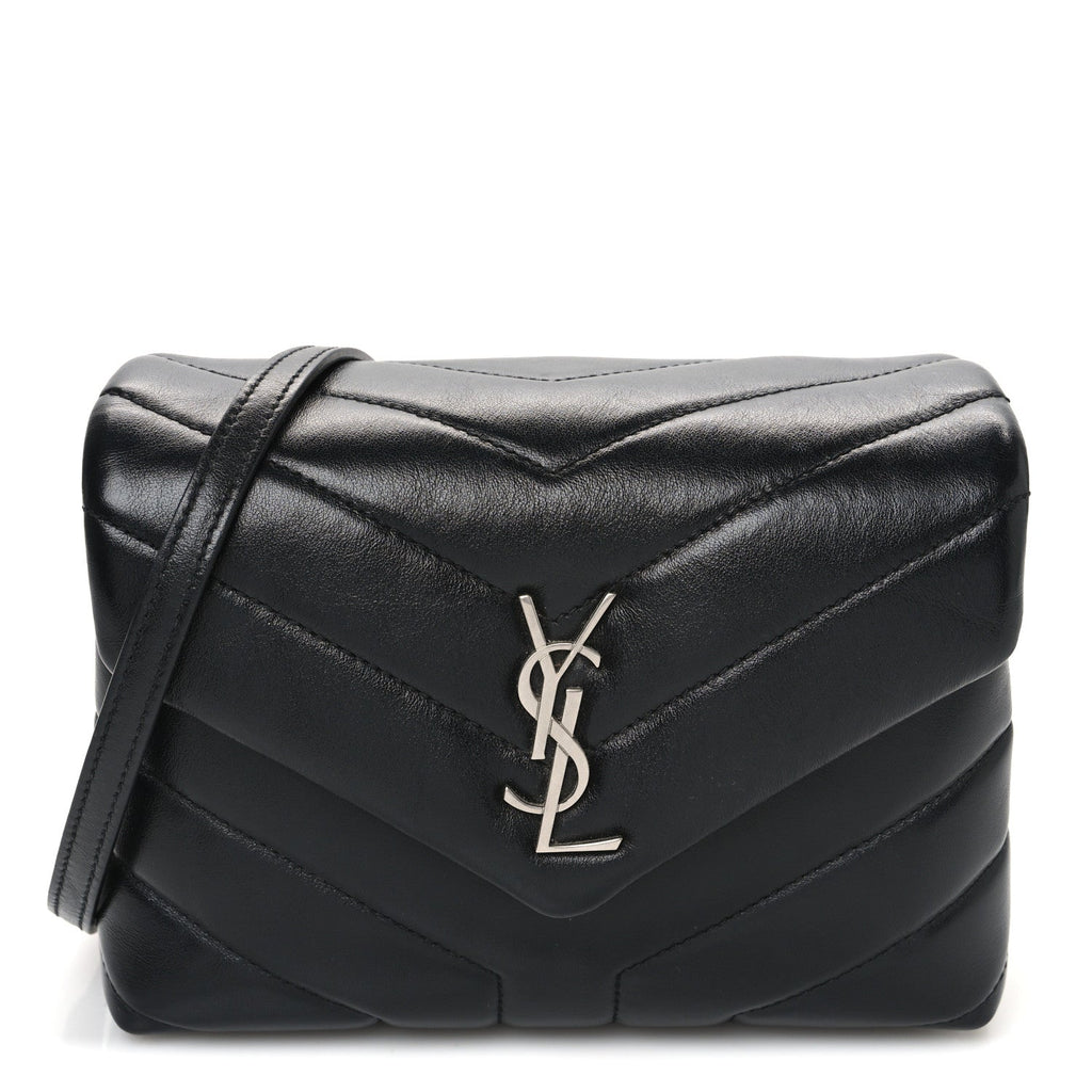 Calfskin Y Quilted Monogram Toy Loulou Crossbody Bag Black