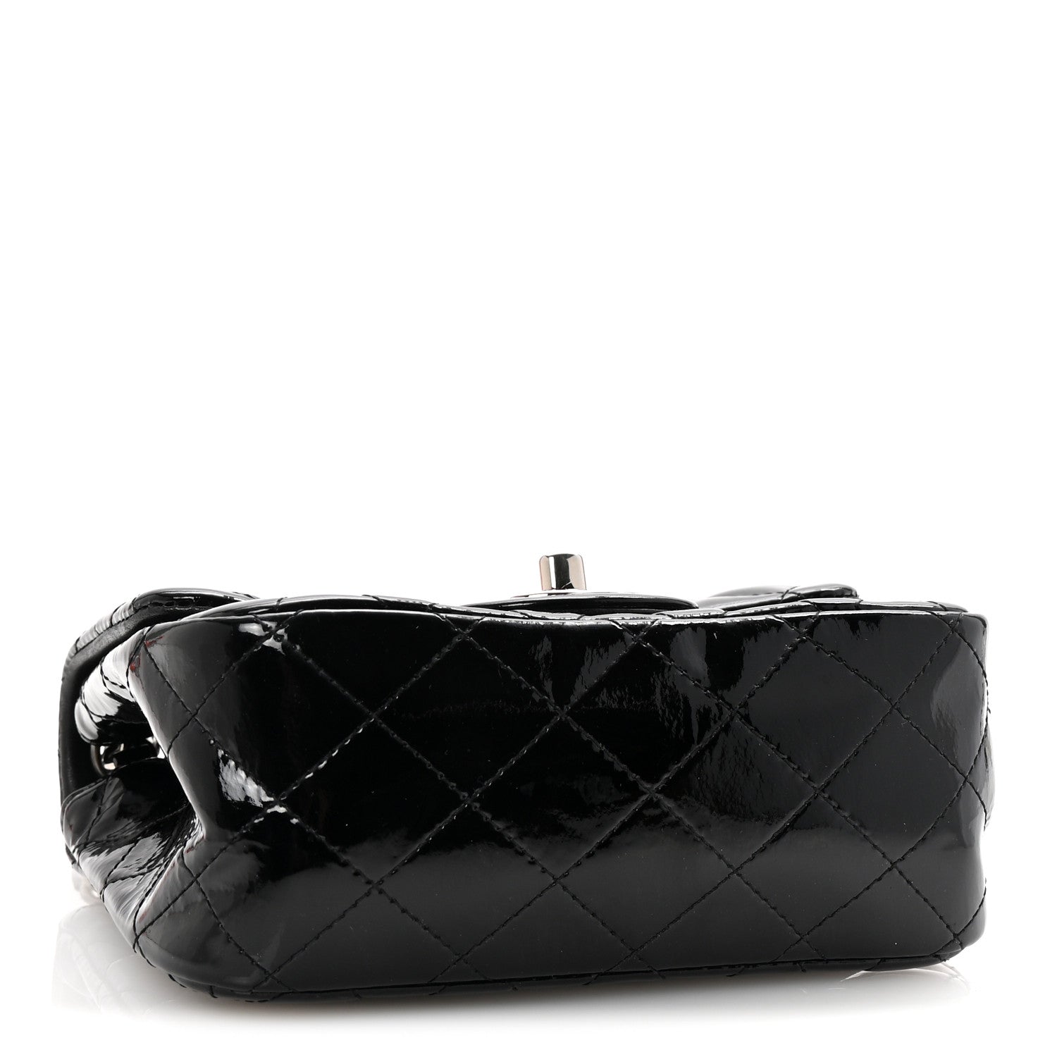 Patent Calfskin Quilted Mini Square Flap Black