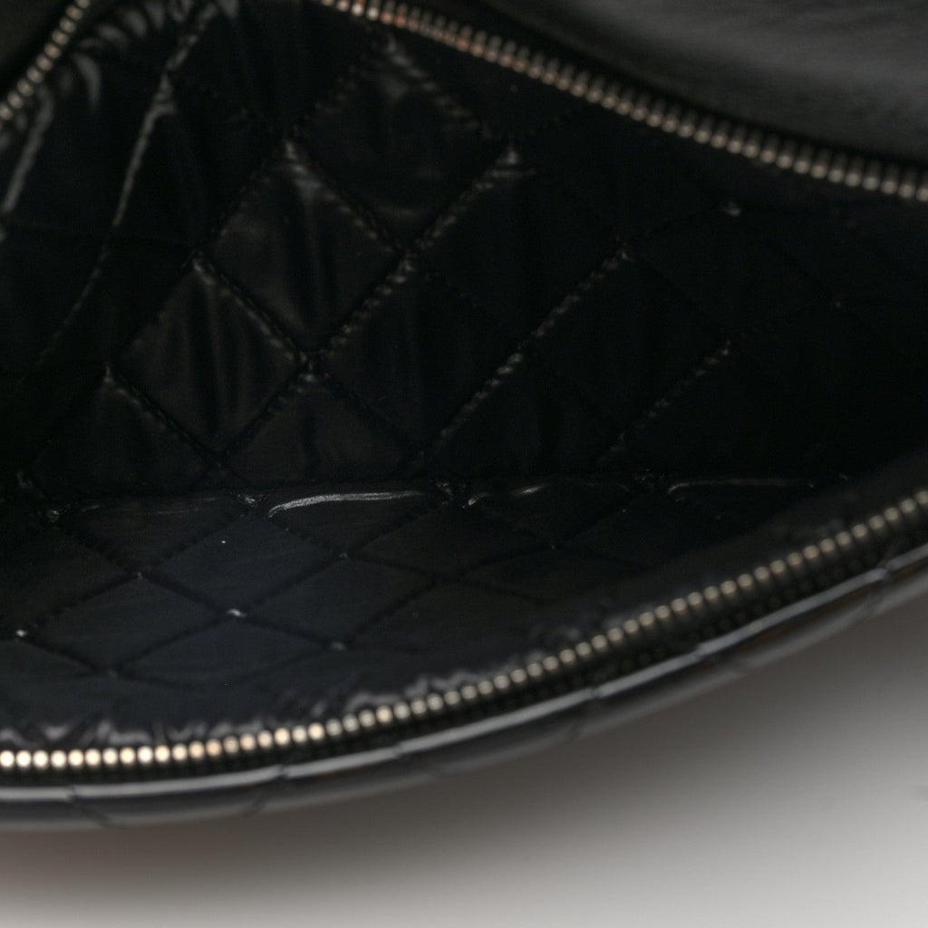 Patent Calfskin Quilted Beauty CC Clutch Black
