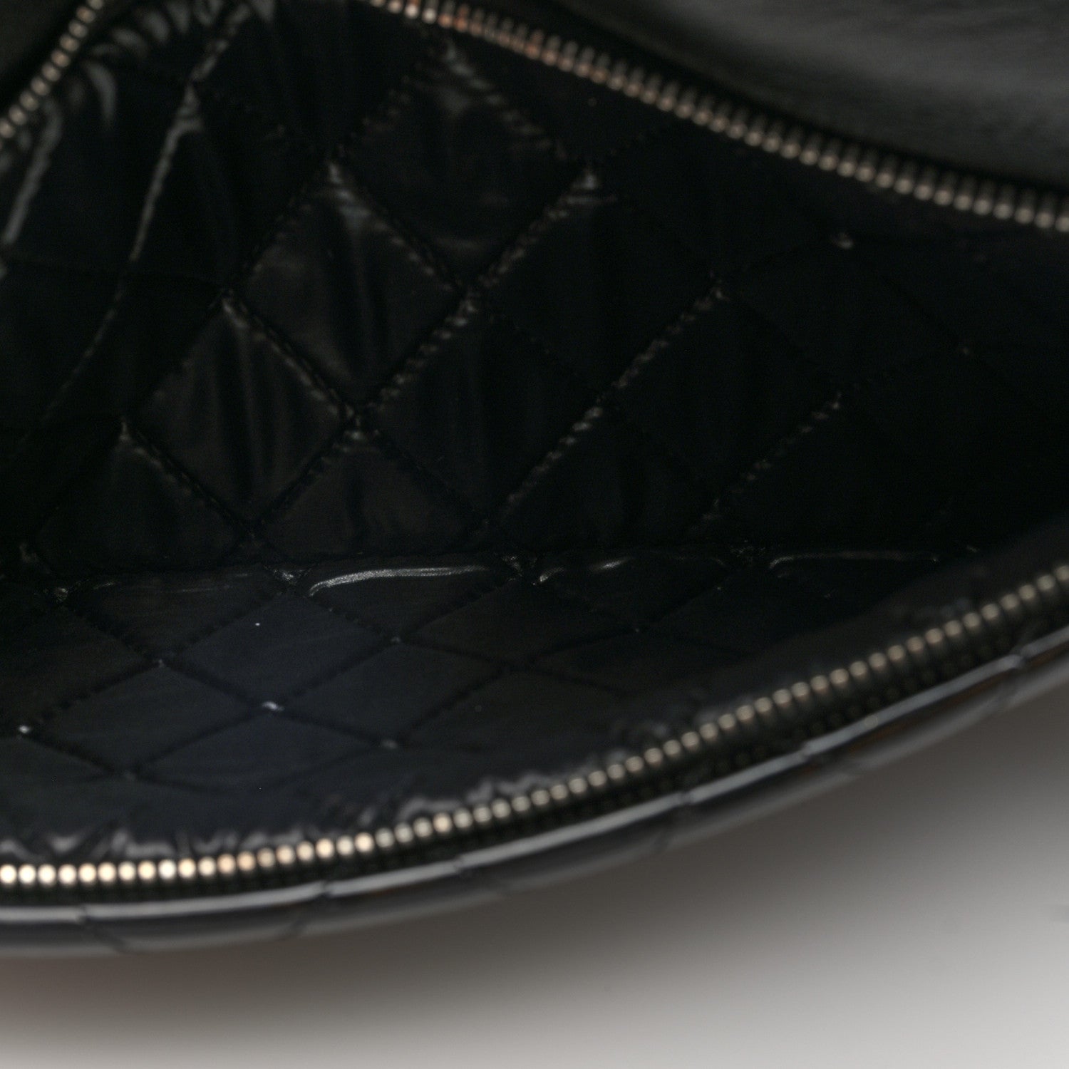 Patent Calfskin Quilted Beauty CC Clutch Black