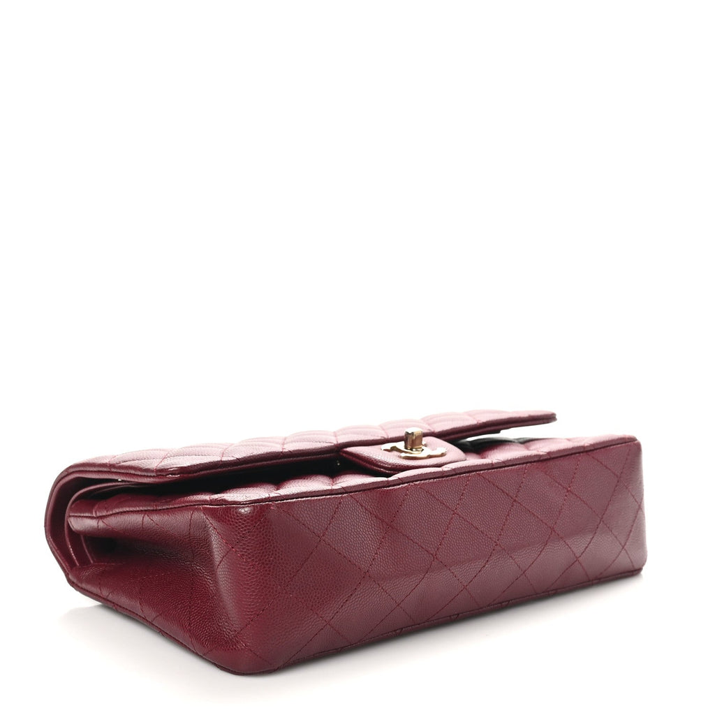 Caviar Quilted Medium Double Flap Burgundy