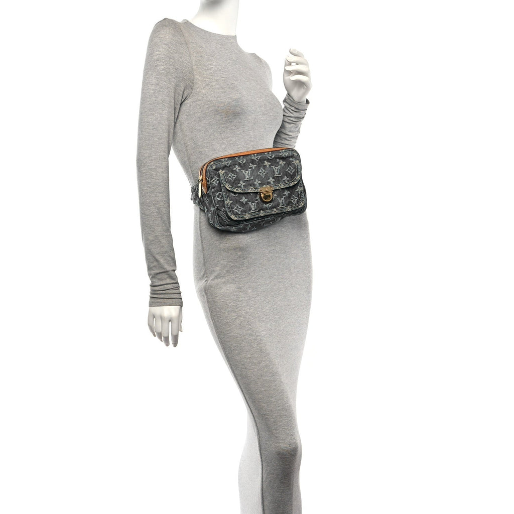 Monogram Denim Bum Bag Blue