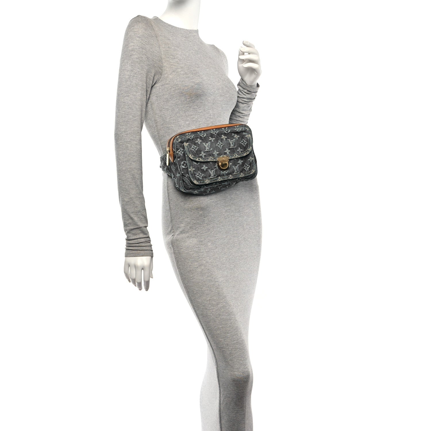 Monogram Denim Bum Bag Blue