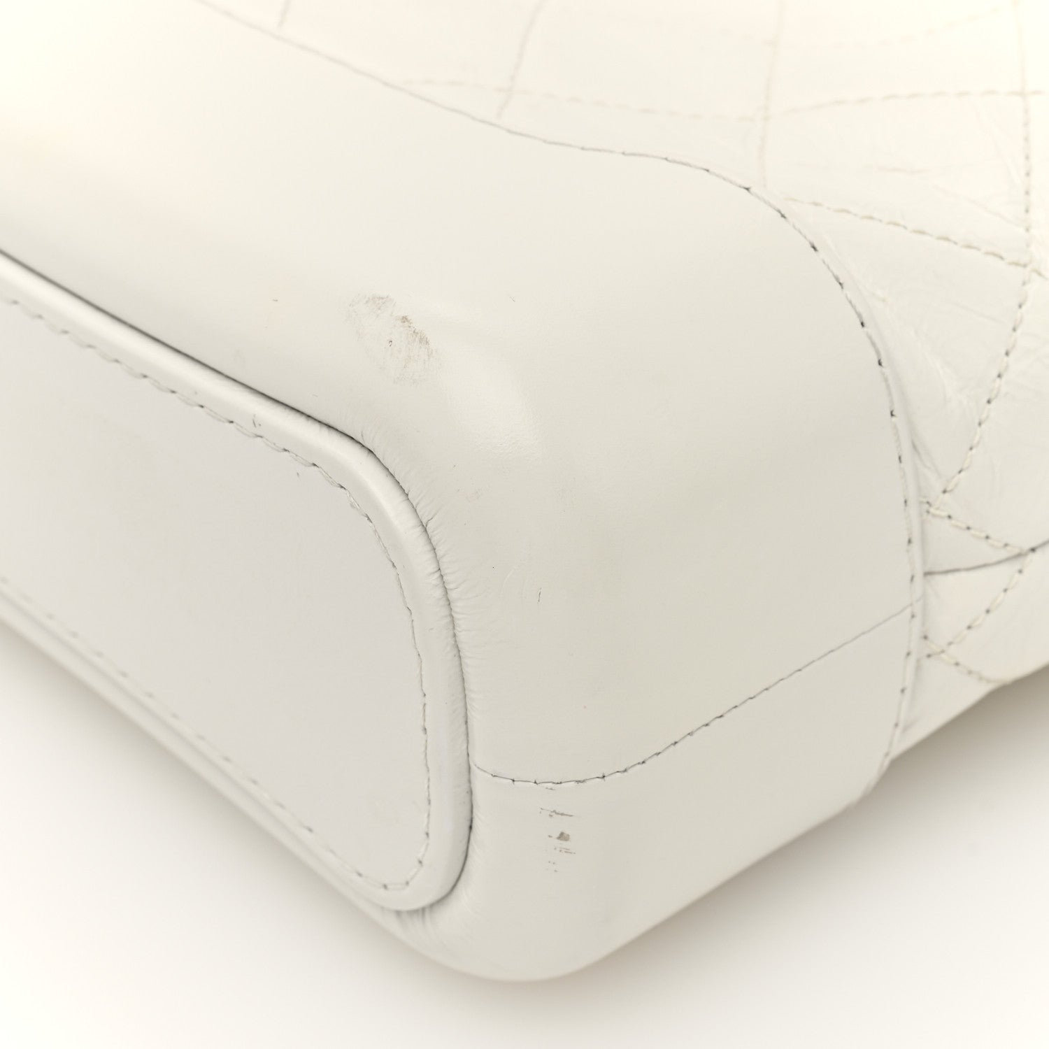 Aged Calfskin Quilted Small Gabrielle Hobo White