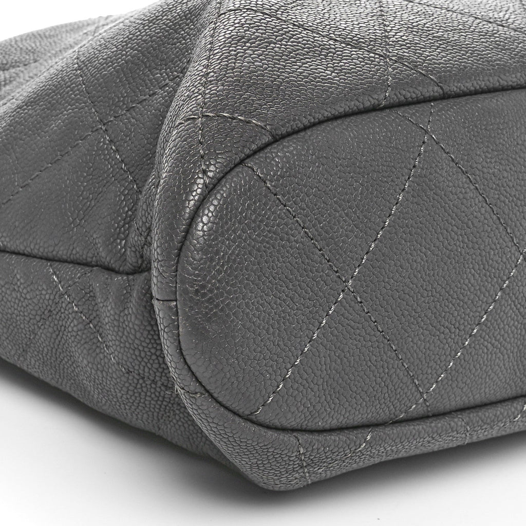 Caviar Quilted Shopping Tote Grey
