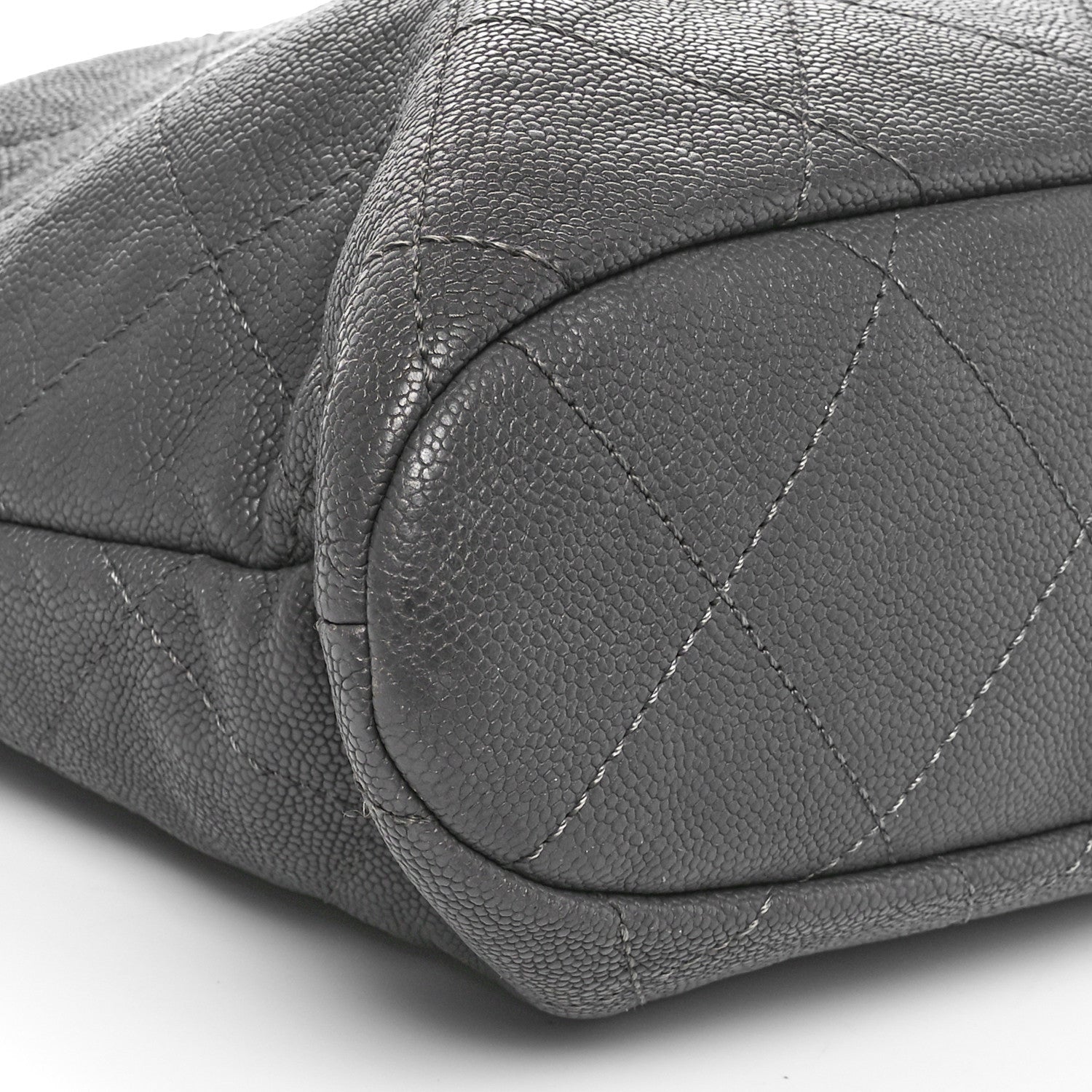 Caviar Quilted Shopping Tote Grey