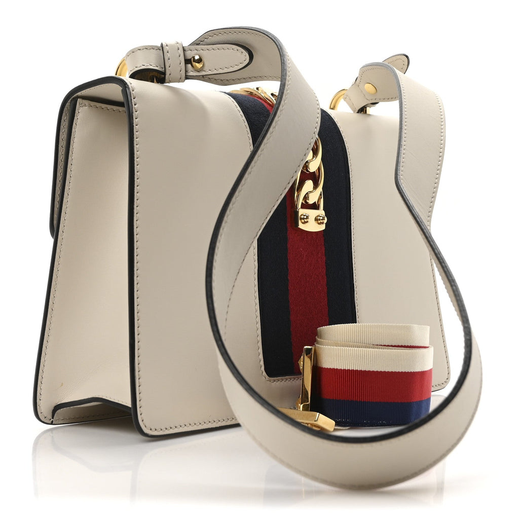 Calfskin Small Sylvie Shoulder Bag Off White