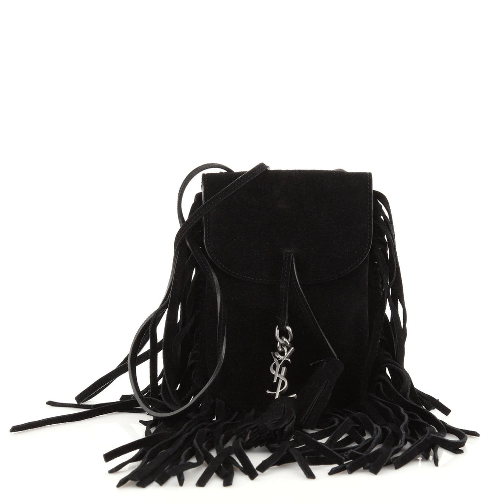 Anita Flat Fringe Crossbody Bag Suede Mini