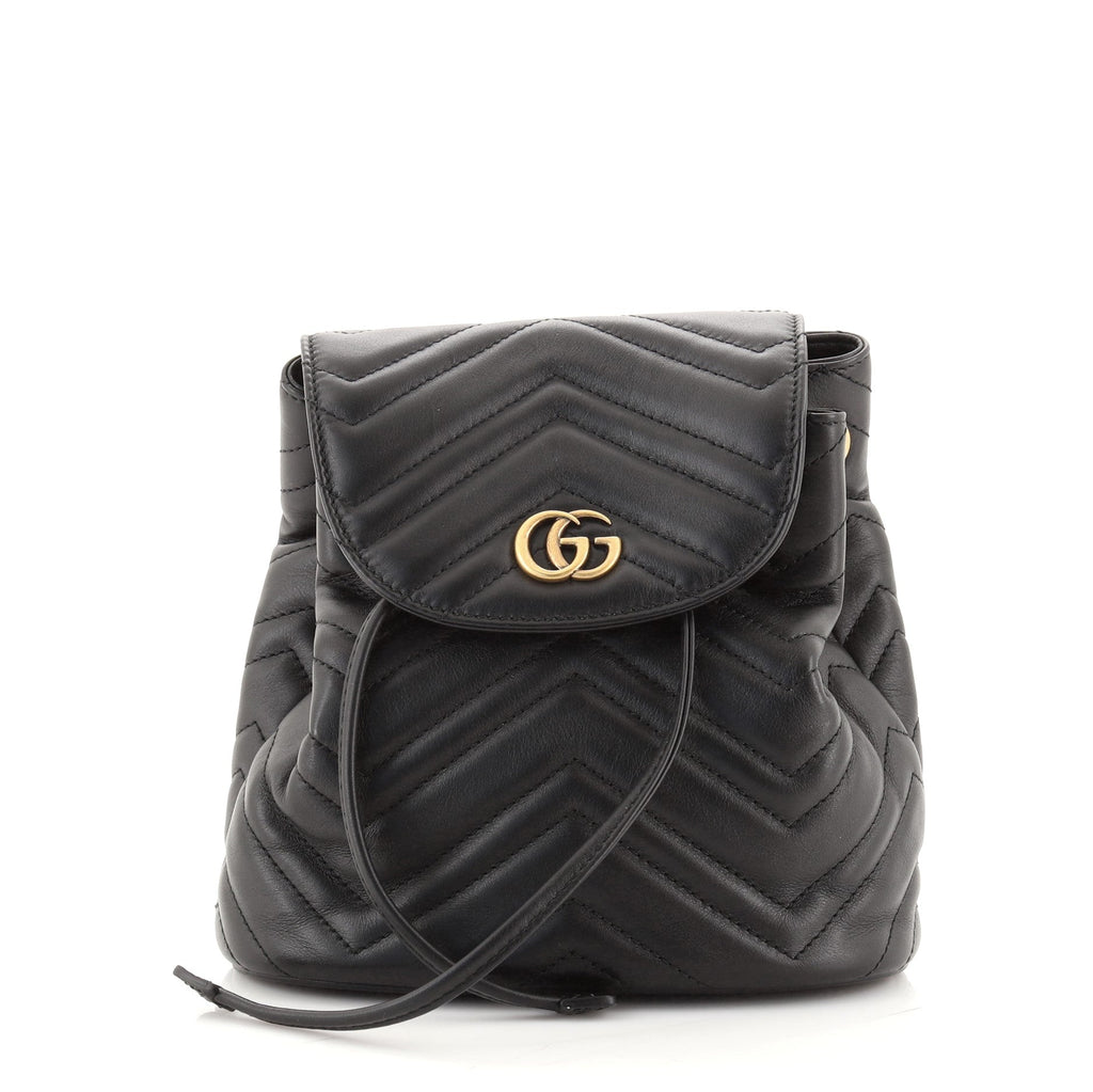 GG Marmont Drawstring Backpack Matelasse Leather Mini