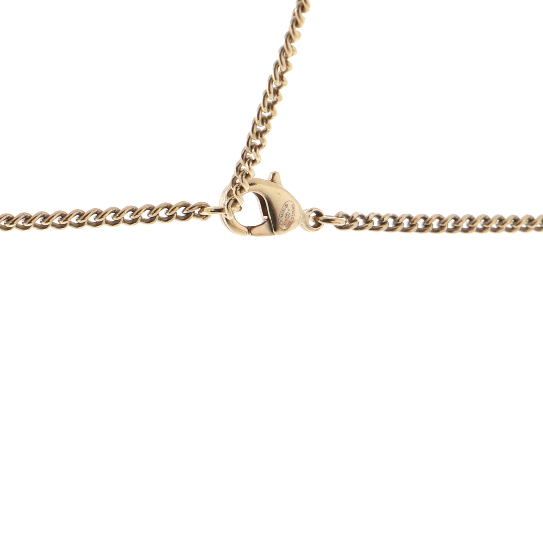 CC Pendant Necklace Faux Pearl with Embellished Metal