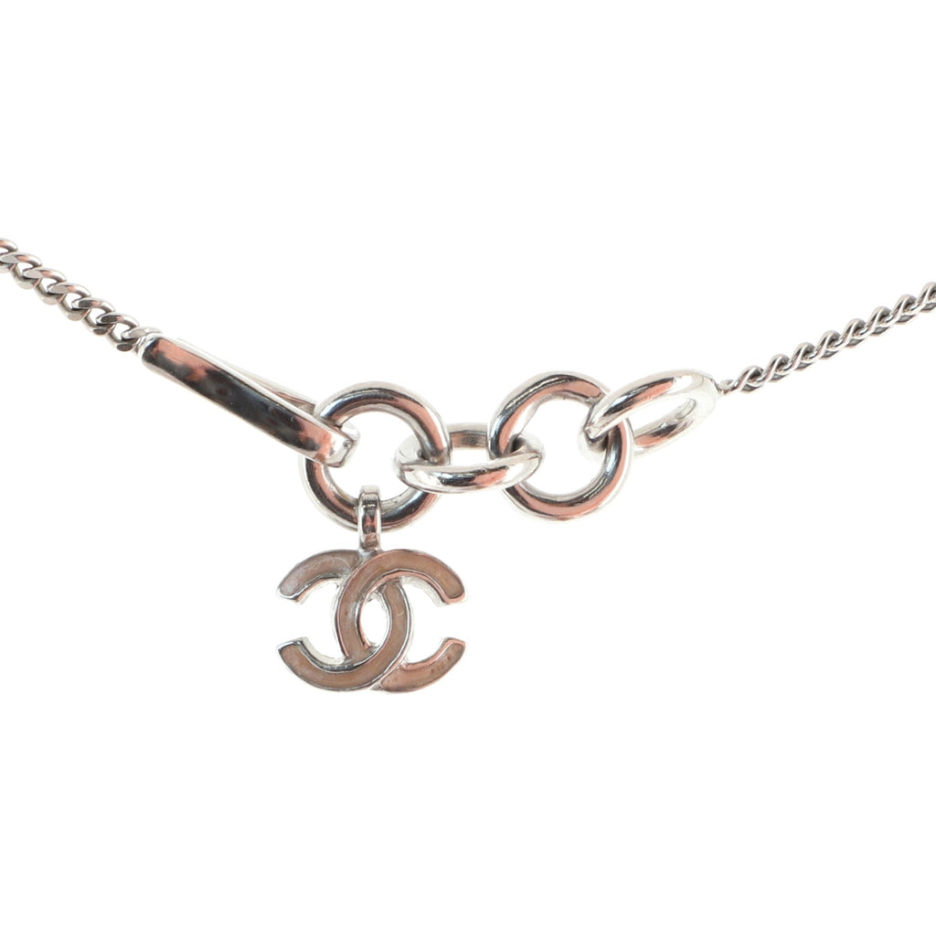 CC Clover Pendant Chain Necklace Metal with Enamel and Rhinestones