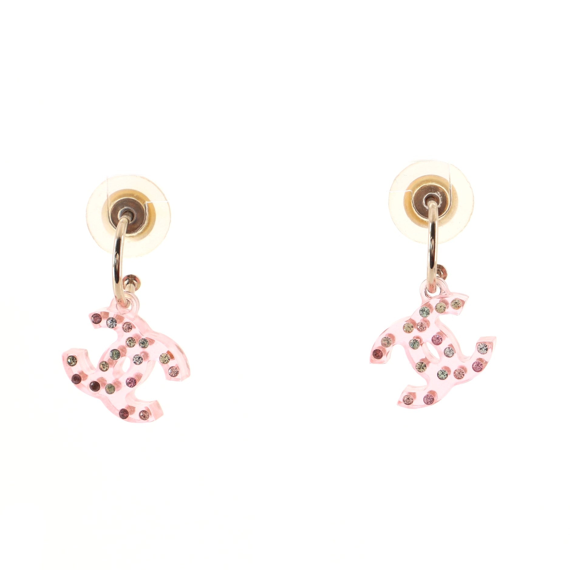 CC Stud Earrings Resin with Rhinestones Mini