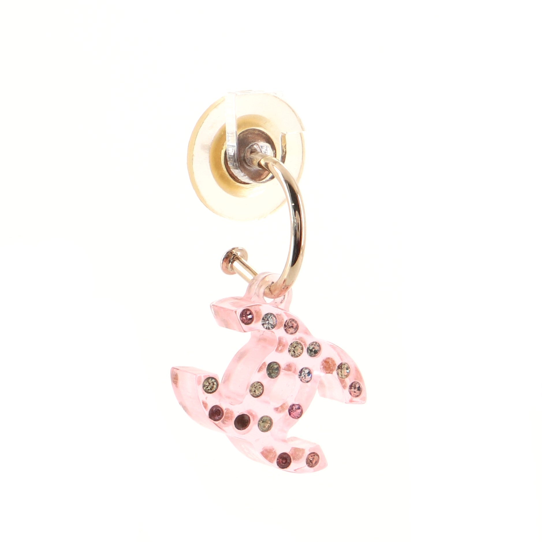 CC Stud Earrings Resin with Rhinestones Mini