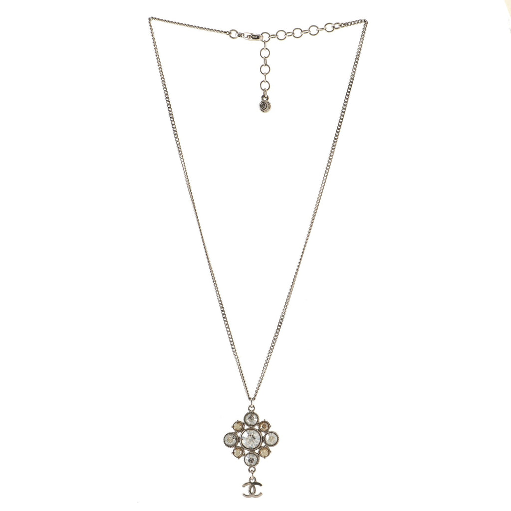 CC Drop Pendant Necklace Metal with Crystals