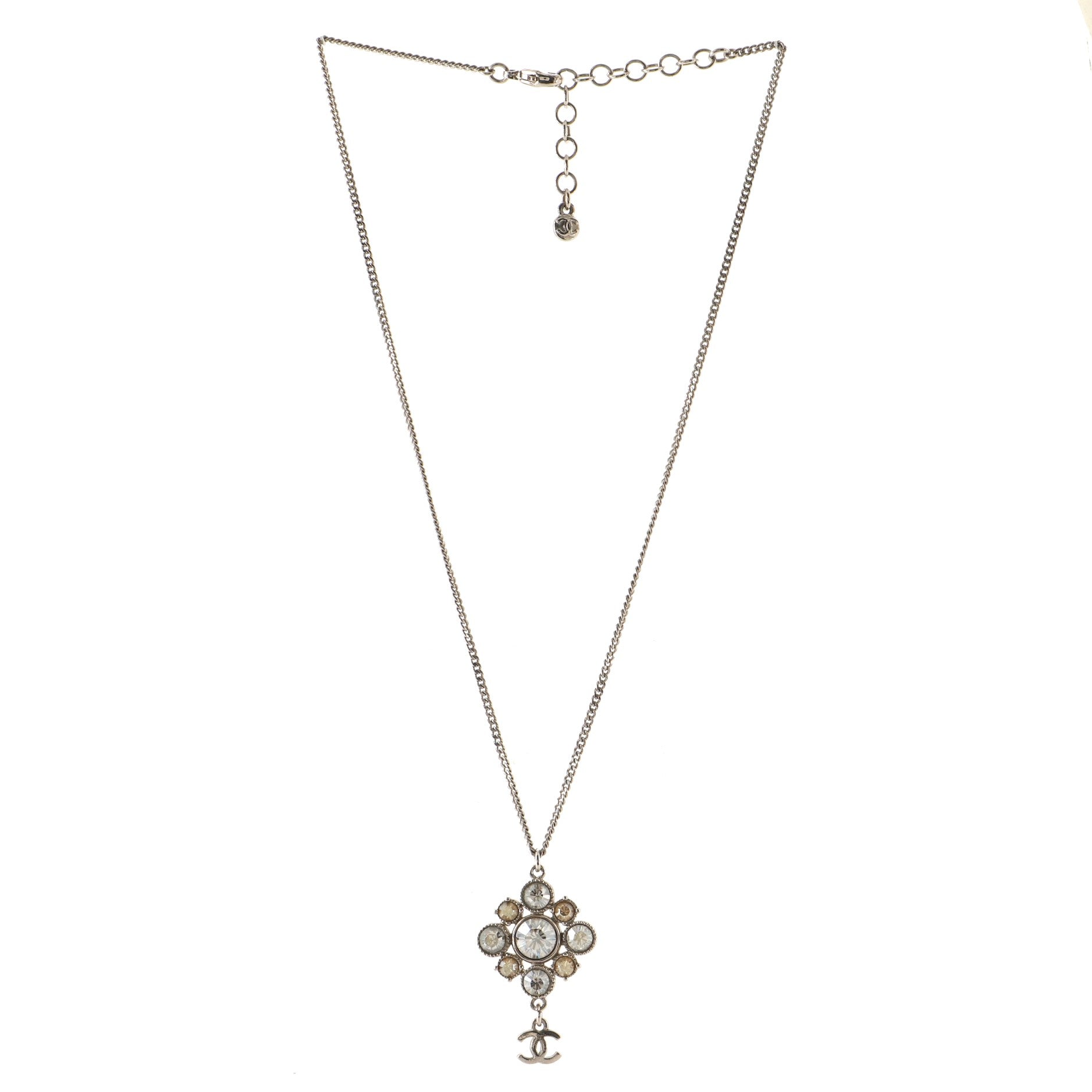 CC Drop Pendant Necklace Metal with Crystals