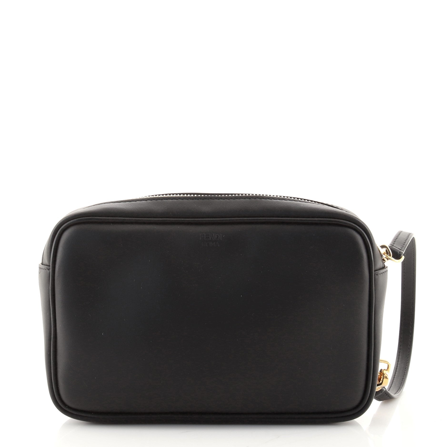 Monster Wristlet Pouch Studded Leather wtih Coated Zucca and Pequin Canvas